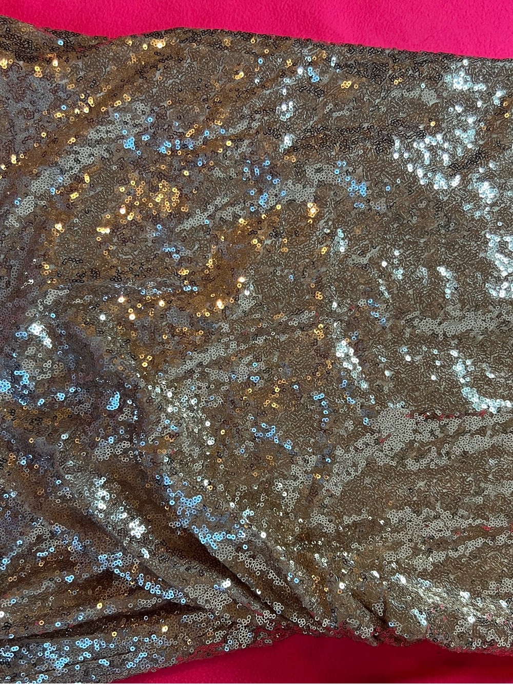Rose Gold Sequin Fabric Panel - Shimmering Metallic
